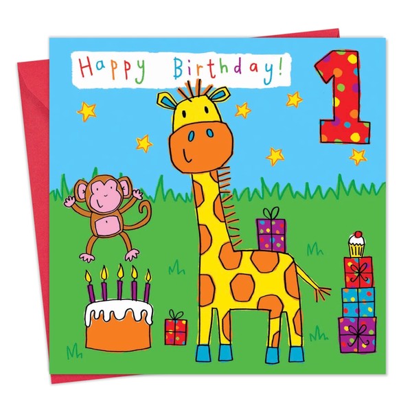 Twizler 1st Birthday Card Giraffe – Age 1 Birthday Card –Girls Birthday Card Age 1 – Boys Birthday Card Age 1 –1st Birthday Card Girl –1st Birthday Card Boy -Card Age 1 -Happy Birthday Card 1 Year Old