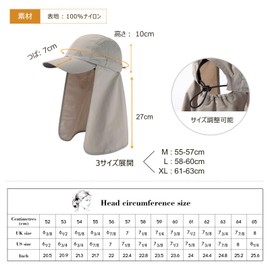 TOP-EX Large Size Cap, Sun Hat, UV Protection, UV Protection, Removable Neck Cover, Sports Hat, Unisex, Outdoor Baseball Cap, Spring, Summer, Autumn, Lightweight, Foldable, Mesh, Breathable, gray