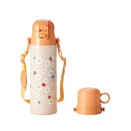 BRUNO BHK255-FOR Light 2-Way Kids Bottle, Water Bottle, 16.9 fl oz (580 ml), Insulated, Strap, Cup, Direct Drinking, One-Touch Stopper, Lightweight, Cute, Kids, Orange