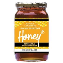 Nature's Goodness Golden Wildflower Honey In Glass Jar - 17.6 oz (500g) (100% Natural, Gluten Free and Non-GMO)
