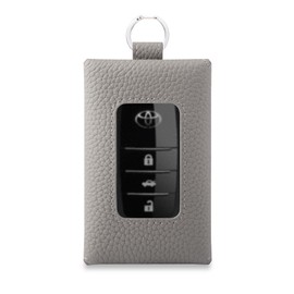 COGURE COSKC Smart Key Case, Genuine Leather, with Window, Carabiner Ring, Unisex, Gift Box, beige, (greige)