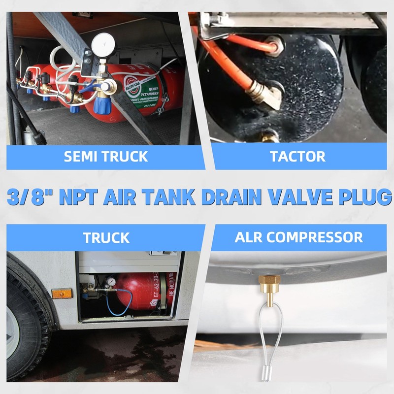 3/8” Air Tank Drain Valve Plug with 60” Cable, Dazakoot