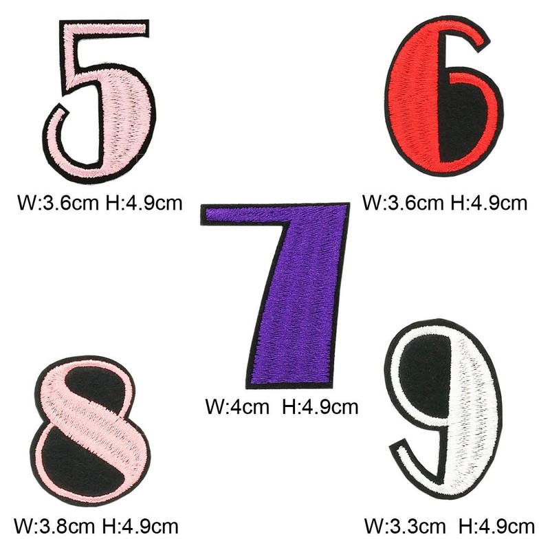Numbers 10 Pieces 0-9 Mixed Colors Iron On Clothes Applique