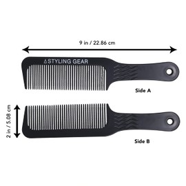 Styling Gear 404 Clipper 9 In. Wavy Tooth Flat Top Clipper Blending Comb Cutting Barber Hairstylist Combs Flexible 2 Pcs (Black)