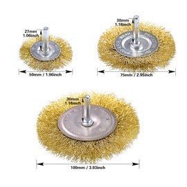 Swpeet 7-Piece Brass Brush Set with Brush Wheel and Cup Brush, with 1/4 Inch Shank, 7 Sizes Coated Wire Drill Brush Set, Ideal for Removing Rust