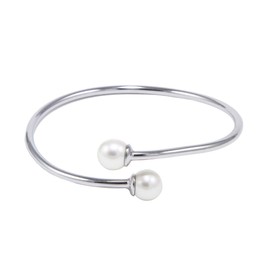 8.5-9mm White Freshwater Cultured Pearl Bangle Bracelet for Women AAAA Quality in Sterling Silver - PremiumPearl