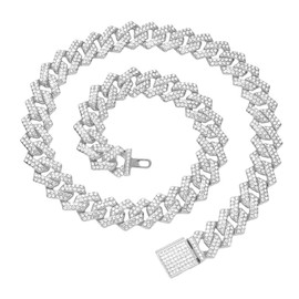 Silberkette Katzenhalsband, glitzernde Diamanten, kubanische Gliederkette, Welpenhalsband, Glitzerkette, Strass-Hundehalskette für kleine, mittelgroße und große Hunde, 25,4 cm