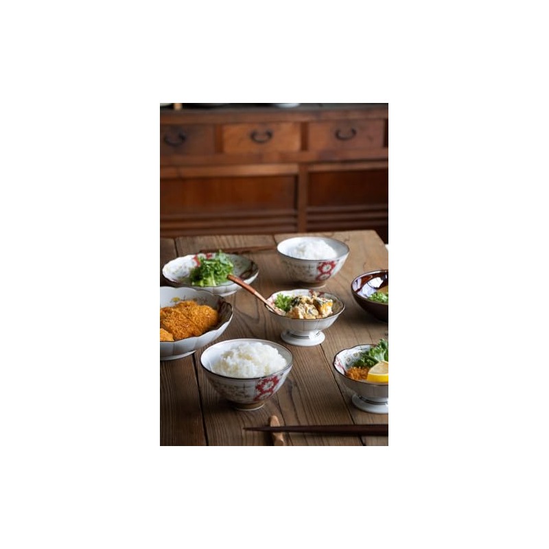 Awasaka JP88-G01 Japanese Tableware, Japonica Chrysanthemum Flower Rice Bowl, Diameter
