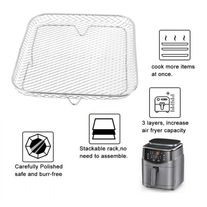 3PCS Fryer Rack Set 304 Stainless Steel Stackable Multi Layer