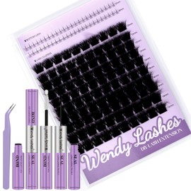 Individual Eyelashes Kit Natural 3D-200D and lower lash clusters D-Curl with Bond and Seal 0.07 10-16mm Cluster Eyelash Extensions Manga(3D-2SX-200D-1016)