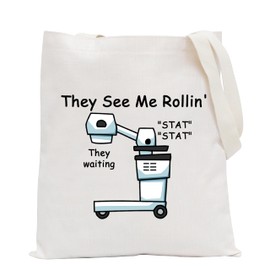 POFULL Xray Tech Gift They See Me Rollin' They waiting Tote Bag Radiologic Technologist Gift (They see me Xray Tote Bag)