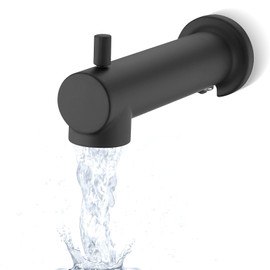 YASINU Slip on Extra Long Tub Spout with Diverter Universal Tub Diverter Spout for 1/2" Copper Water Pipe, Matte Black