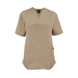 Natural Uniforms Women's Scrub Set Medical Scrub Tops and Pants - Pack of 2 Set (Large, Khaki)