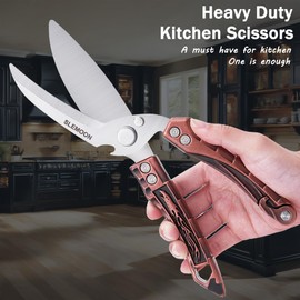 SLEMOON Kitchen Shears Heavy Duty Poultry Shears for Bone,Chicken,Turkey,Meat,Fish and Pizza Cutting Board Kitchen Scissors All Purpose for Food Ideal for Chef and Home Cooking,Dishwasher Safe Bronze