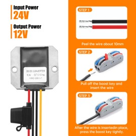 DC 24V to 12V Step Down Converter 10A 120W Buck Converter Waterproof Transformer Power Adapter Supply for CNC Equipment Switches Photovoltaic Panels etc