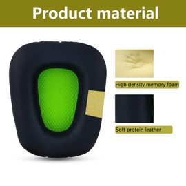 Replacement ear pads, compatible with Razer Chimaera, Razer Electra V1, V2 headphones. New soft protein leather combined with high-density memory foam, ACCIUK replacement ear pads 1 pair (black green)