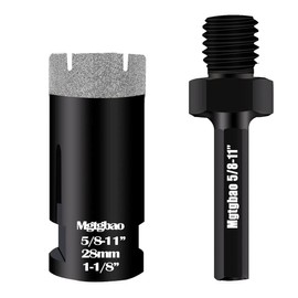 1-1/8"(28mm) Vacuum Brazed Dry Diamond Hole Saw with Slots, Tile Hole Saw for Porcelain Granite Brick Concrete Marble Stone with 5/8-11 Thread to 3/8” Hex Shank Adapter Fit