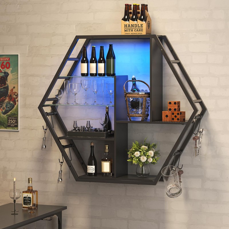 Saudism Floating Shelves with Lights, Led Shelves for Wall, Gaming