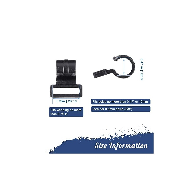 Tent Pole Clips, C Clips for Tent, Tent Pole Attachment