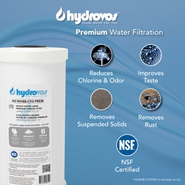 HYDROVOS Radial Flow 10" x 4.5" Carbon Whole House Water Filter, NSF Certified Reduces Sediment, Chlorine, Fits WHKF-DWHBB, WH-HD200-C, GXWH40L, DB10C, AO-WH-PREL, 150237 Big Blue
