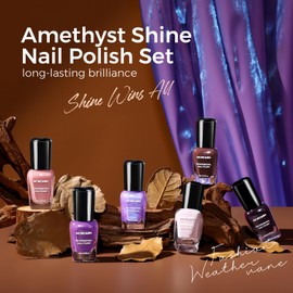 Morovan Purple Nail Polish Set: Brown Nude Glitter Nail Polish Kit Dark Purple Sparkle Shimmer Regular Air Quick Dry Fingernail Polish Pack for Women 2025 Nail Art Design Gift Holiday Party