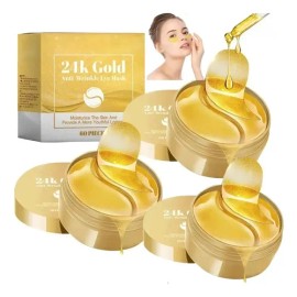 3Pzs Parches Hidrogel Para Ojos De Oro 24k (180 Pcs). Mascarilla Antiarrugas E Hidratante Intensiva Para Eliminar Ojeras, Reducir Bolsas Y...         
