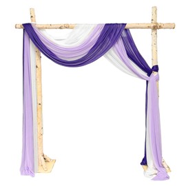 Roahosy 3 Panel Wedding Arch Draping Fabric, Purple Chiffon Backdrop Curtain Sheer Hanging Draping Fabric for Ceremonies, Parties, Festivals, Stage Decorations (30" x 20ft)