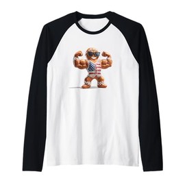 Cool Gym Cookie Man Costume for Gingerbread Lovers Raglan Baseball Tee