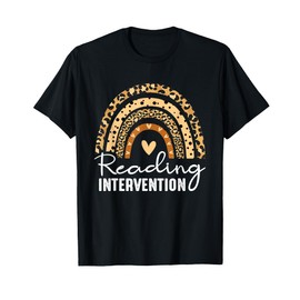 Reading Intervention Teacher Leopard Rainbow T-Shirt