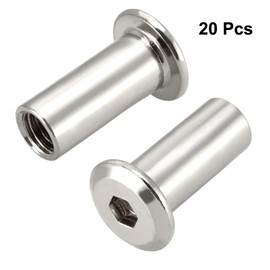 uxcell M6x17mm Hex Socket Head Insert Nut Screw Post Sleeve Nut for Furniture 20pcs