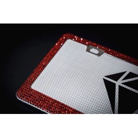 BLVD Bling Rhinestones License Plate Metal Frame Sparkling Red Crystal Diamond