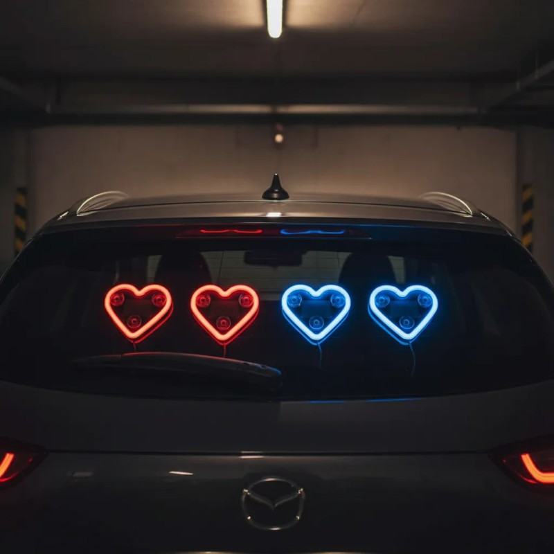 2pc Luz De Neón Con Forma De Corazón Led Inalámbrica