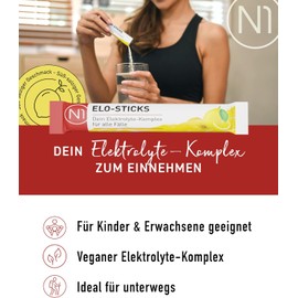 N1 Elo-Sticks Electrolyte Powder 40 Sticks (MHD 08/25) - Electrolyte Powder with Citrus Flavour - Electrolyte Sticks for Quick Hydration & Mineral Balance with Salts, Sugar, Minerals