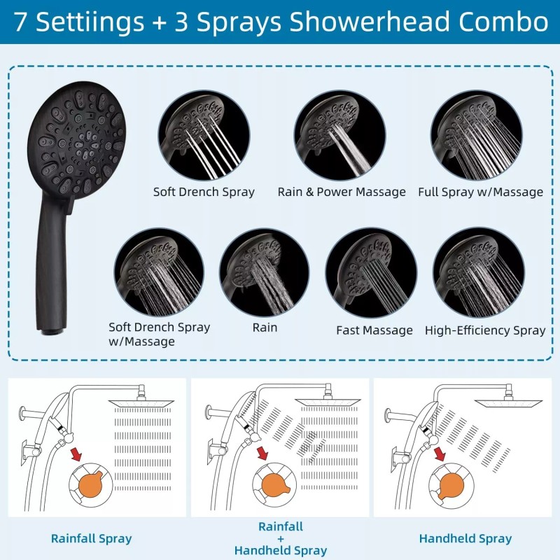 Hibbent All Metal 10'' Rain Shower Head with Handheld Spray