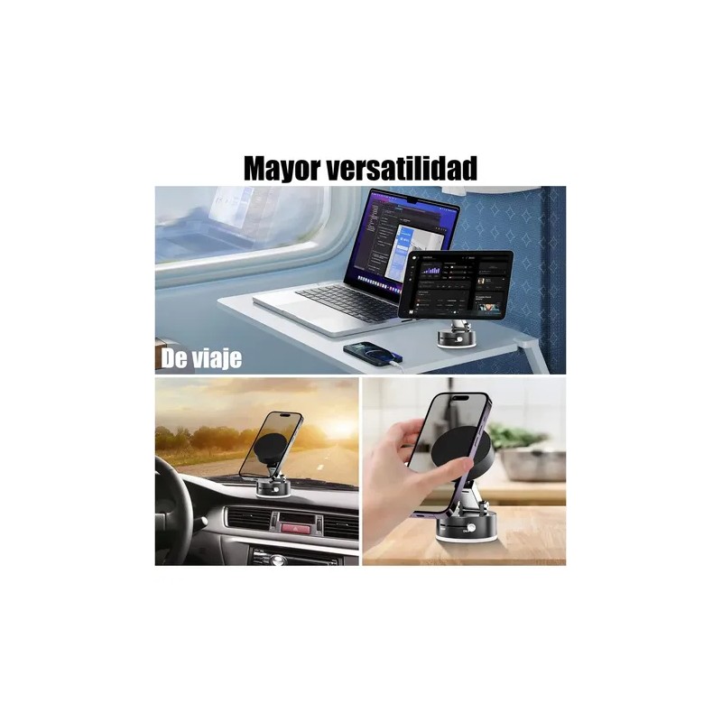 Soporte Celular Auto Magnético Qzgyoool Ventosa Ajustable Negro