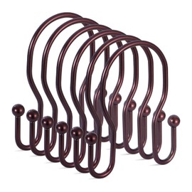 24 Pack Double Shower Curtain Hooks Rings, TENOVEL Double Sided Shower Curtain Hooks Rust Proof for Shower Curtain, Stainless Steel Bathroom Shower Hangers Rings for Shower Rods, Bronze