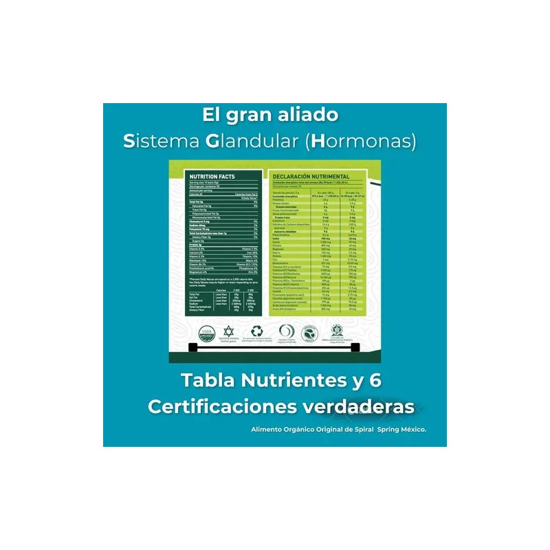 Spirulina Maxima Polvo Spiral Spring 250g Suplemento Natural