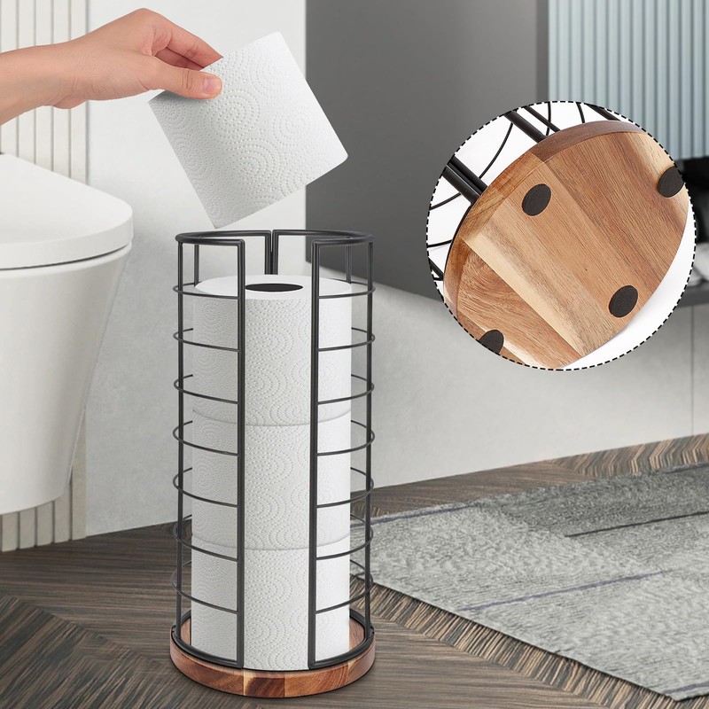 NearMoon Toilet Paper Organizer Stand, Freestanding 3 Rolls Tissue Storage,
