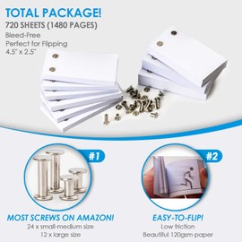Blank Flipbook Paper With Holes - 1480 Pages (720 Sheets) for Drawing, Stop Motion Animation, Comic Book - Flip Book Kit for Kids