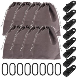 Sophisticate Portable Weight Bag for Outdoor Gazebo Curtains, Tent Tarpaulin Weight Bag, 8 Weight Pockets and 8 Carabiners, 8 Clips, Suitable for Attaching Camping, Tents, Tablecloths