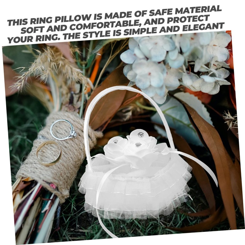 CAXUSD Heart-Shaped Lace Ring Pillow Box Wedding Ring Holder Versatile