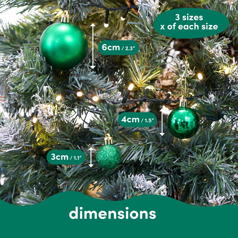 THE TWIDDLERS – 50-Pack Green Christmas Baubles - Various Sizes