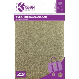 Hot Fix"GLITTER" Iron Transfer Sheet, Polyester Blend, Gold, 15 x 20 cm