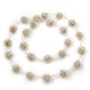 Avalaya Long Glass Bead Ball Necklace in White/Beige Colours/ 110cm
