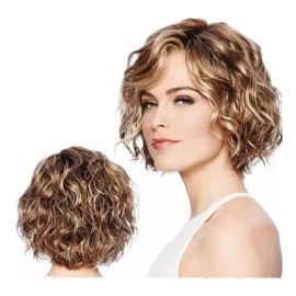 Peluca Corta Rubia Natural Para Mujer, Cabello Corto D
