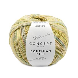 Knitting Yarn Cotton Silk | Katia Bohemian Silk 150 g | Summer Wool Subtly Patterned | Pure Natural Fibres Cotton Yarn with Bourette Silk (205)