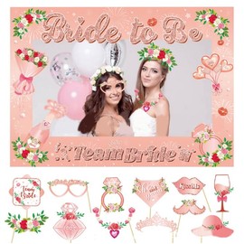 Generic Rose Golden Wedding Bridal Shower Photo Booth Props Photo Frame for Bridal Shower Girl Night Out Hen Party Decorations