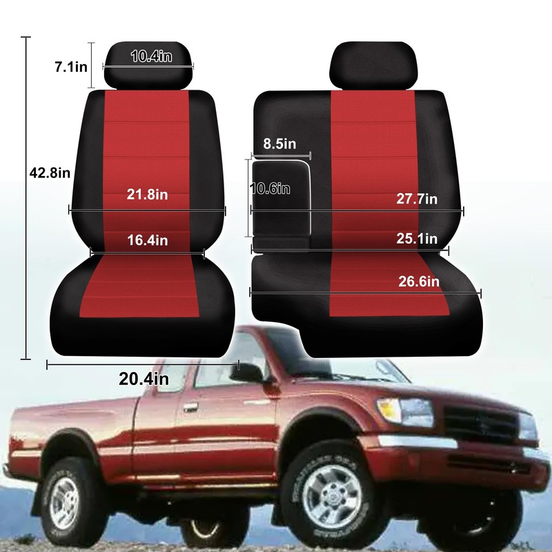 runfider Front 60/40 Bench Seat Covers for Toyota Tacoma 1995-2000