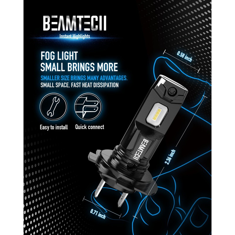 BEAMTECH H7 Fog Bulb, Fog Light Pack of 2 Fog