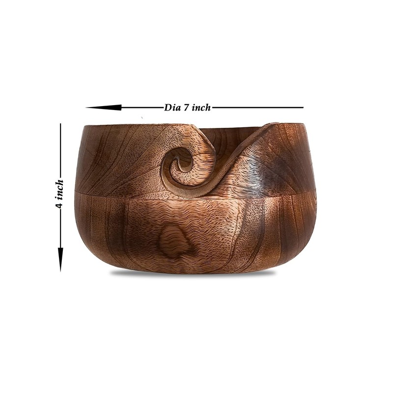 Indus Lifespace Wooden Yarn Bowl Portable Knitting Yarn Bowl Hook